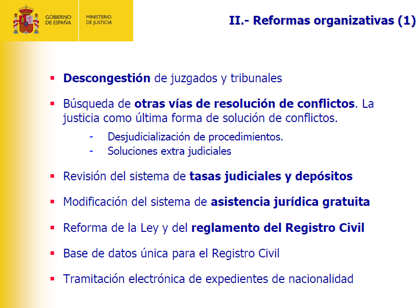 MJU. Reformas organizativas 2012
